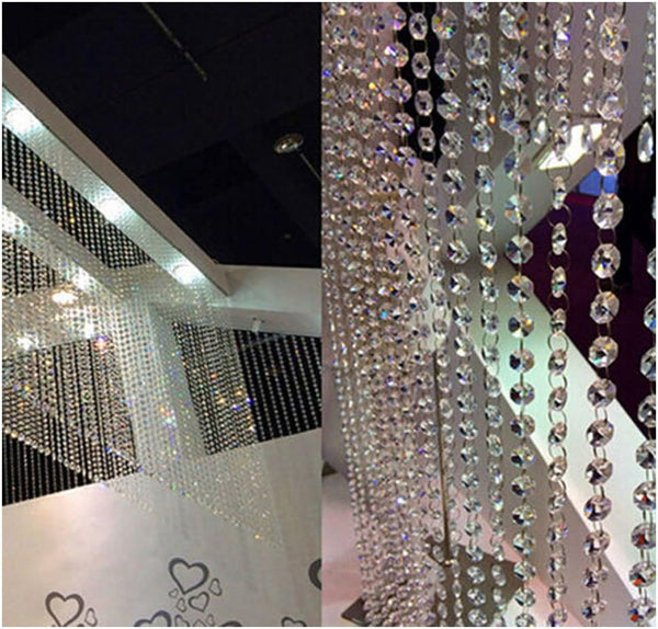 WAZHRMGHG 99FT Clear Acrylic Crystal Garland Strands Hanging Chandelier Bead Chain Ornament String Decorations for Manzanita Centerpiece Christmas