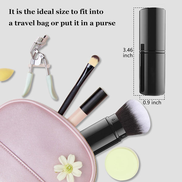Retractable Kabuki Brush, Travel Powder Face Makeup Brushes | Portable Flawless Makeup Brush for Foundation, Blush, Bronzer, Buffing, Cruelty Free