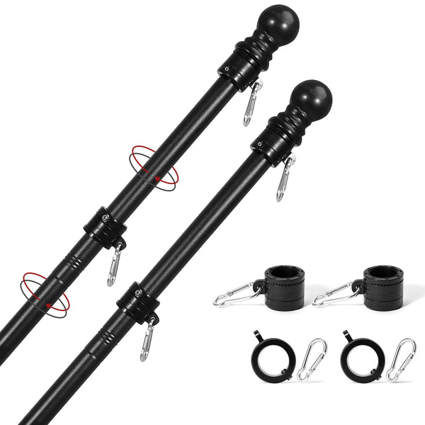 Flag Pole,6Ft Flag Pole Kit(2 Packs) for 3' X 5'American Flag, Flag Pole Holder for outside House,Truck & Boat Use (Without Bracket) (Black)