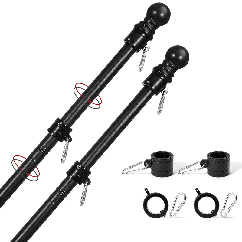 Flag Pole,6Ft Flag Pole Kit(2 Packs) for 3' X 5'American Flag, Flag Pole Holder for outside House,Truck & Boat Use (Without Bracket) (Black)