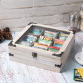 Gray 9 Compartment Rustic Tea Box Organizer for Tea Bags Coffee Pod | 9 compartment rustic gray tea box organizer holds tea bags coffee pods