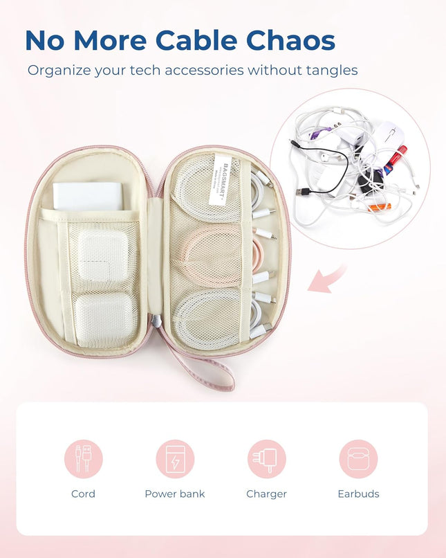 BAGSMART Cord Organizer Travel Cable Bag, Compact Tech Electronic Organizer Travel Case, Essentials for Charger, Cable, 