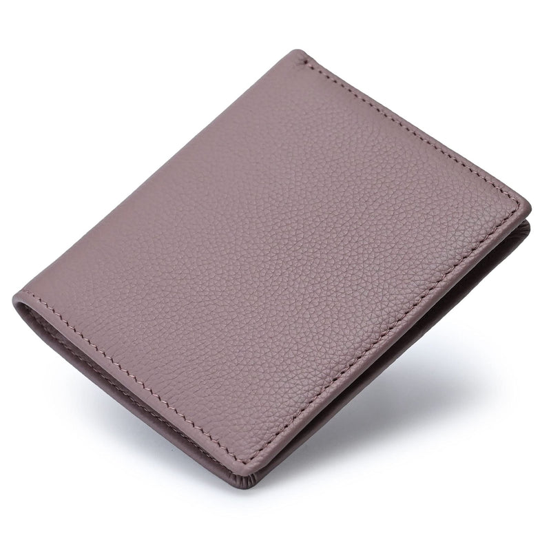 Bveyzi Ultra Slim Small RFID Wallet for Women, Leather Tiny Thin Bifold Pocket Ladies Wallet Dark Pink