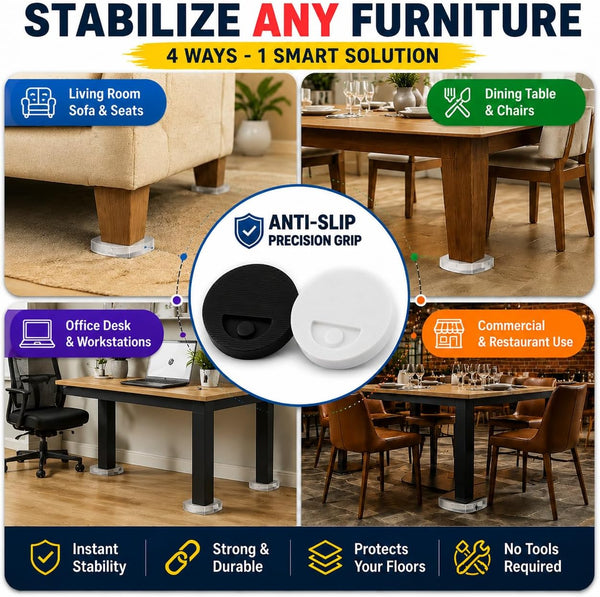Stable Table - Clear Restaurant Table Leg Shim Wedges Premium Furniture Levelers Restaurant TableShims, Home Improvement DIY Levelers - Rubber
