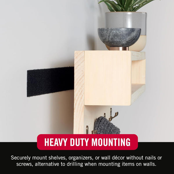 VELCRO Brand Heavy Duty Tape | 16 Foot Roll | Strong Sticky Back Adhesive Holds up to 10 Lbs | Industrial Strength Fasteners for Indoor or Outdoor