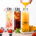 Glass Water Bottles Set of 3, 18 oz, Reusable Water Bottle with Lids, Juice Glass Bottles for Juicing, LeakProof, BPA Free, Container Bottle for