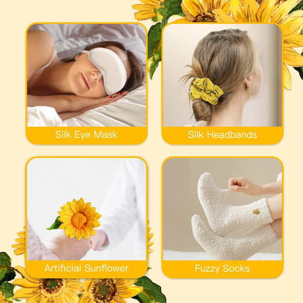 Birthday Gifts for Women, Sending Sunshine Christmas Gifts, Get Well Soon Gifts Basket Care Package Unique Spa Gifts Box with Wine Glasses for