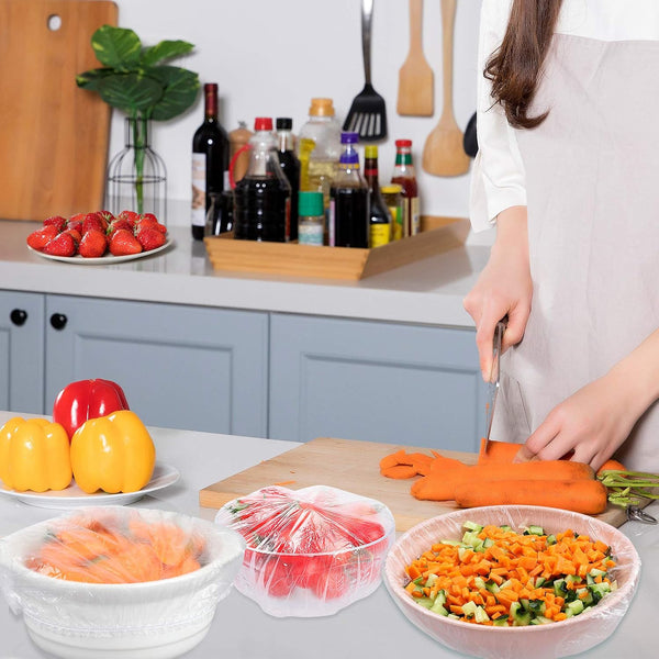 DYM 90PCS Reusable Elastic - Stretch Bowl Covers with Stretch PE Plastic Food Storage Covers Elastic Dish Plate Wrap Bowl Covers for Leftover and