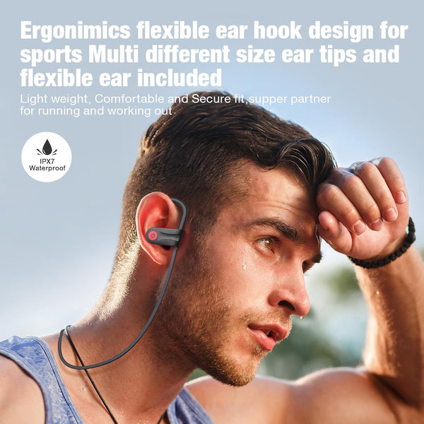 Boean Workout Headphones with Mic - Bluetooth 5.3 Technology, Stereo Sound, Deep Bass, 16 Hrs Playback, IPX7 Rating for Sports