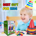 Unanscre 31PCS 3 in 1 Carnival Outdoor Games Combo Set for Kids, Soft Plastic Cones Bean Bags Ring Toss Game, Gift for Birthday Party/Xmas