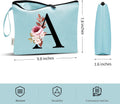 Vavabox A-Z Personalized Makeup Bag, Birthday Gifts for Women Mom, Gifts for Best Friend, Bride Bridesmaid Cosmetic bag (A, Aqua) Aqua A