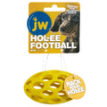 JW Pet Hol-ee Football Dog Toy Puzzle Ball, Natural Rubber, Mini (5.25 Inch Length), Colors May Vary | Textured surface for grip, hollow design