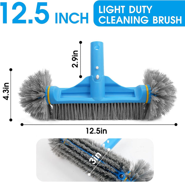 TidyMister 12.5'' Round End Pool Brush Head - Cleaning Wall & Tiles & Steps, Sturdy Nylon Bristles, Scrub Brush for Inground/Above Ground Pool,