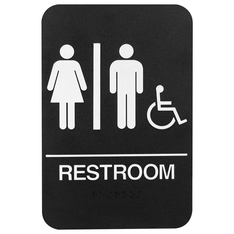 Self-Adhesive Business Restroom Sign,Ada Compliant Braille Unisex Bathroom Sign,Public Restroom Sign,Size: 9" X 6"(Unisex Handicap).