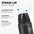 Fanhaw 20 Oz Kids Insulated Stainless Steel Water Bottle with Straw Lid, Leakproof & Anti-Dust Everyday Use Bottle for School, Women & Men, Back