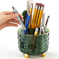 Dark Green Pen Pencil Holder for Desk, 360Â° Rotating Pen Organizer, Green Office Supplies, Cute Pen Holder, 6-Compartment Pencil Holder Rotating
