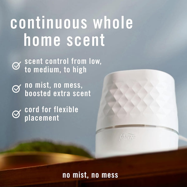Febreze Plug Scent Booster Continuous Scent Device Oil Diffuser, Compatible with Febreze Air Freshener Plug in Refills