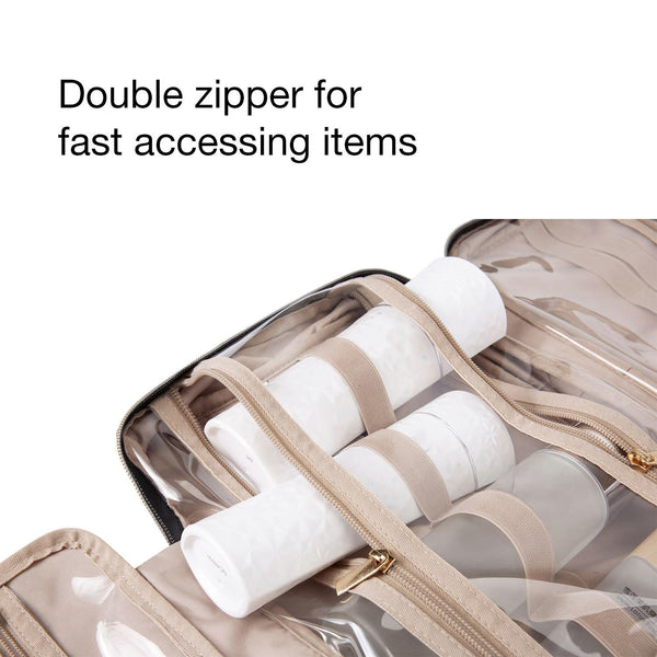 BAGSMART Toiletry Bag Travel Bag with Hanging Hook, Water-Resistant Makeup Cosmetic Bag Travel Organizer for Accessories, Shampoo, Full-Size