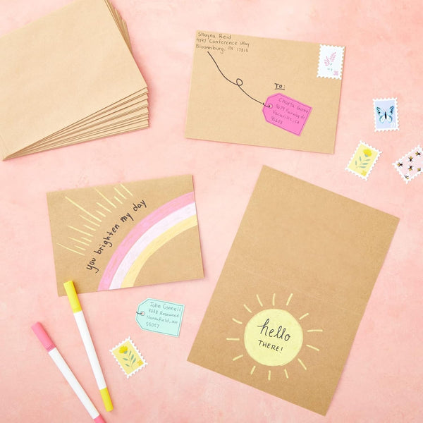 Best Paper Greetings Blank A7 Kraft Brown Paper & Envelopes for Card Making - 5 x 7 in & 5.25 x 7.25 in, 50 Pack, Brown - Bulk Blank Notecards