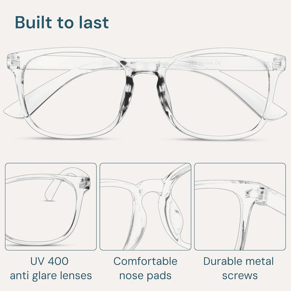 Gaoye Eyewear Frames for Men - Blue Light Blocking Square Glasses, Anti UV Ray Computer Gaming, Blue Blockers for Women *Black & Transparent
