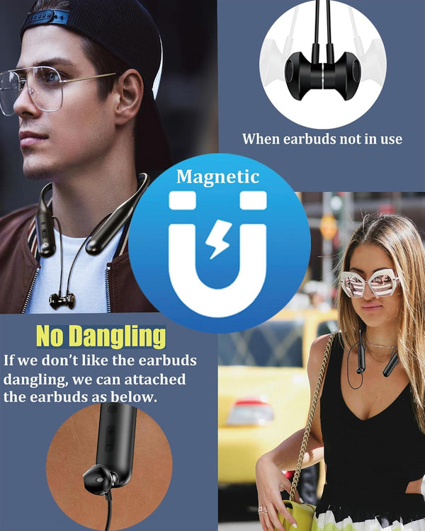 ZXQ Wireless Bluetooth Neckband Headphones 100 Hours Long Playtime,Around The Neck Bluetooth Earbuds with Microphone,Waterproof Sport