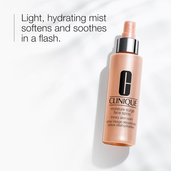 Clinique Moisture Surge Face Spray Thirsty Skin Relief | Hydrating Face Mist for Glowing + Soothed Skin | Preps + Refreshes 1 Fl Oz - Mini Travel Size