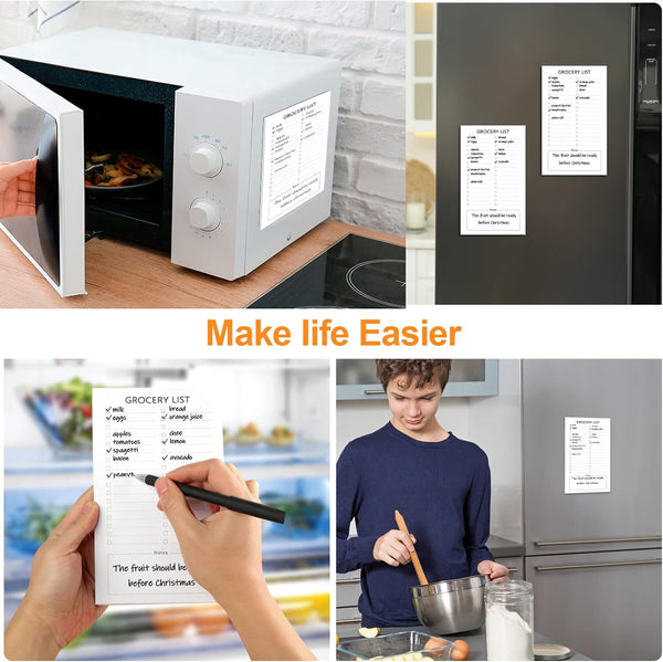 Joyberg Grocery List Magnet Pad for Fridge, 2 Pack Magnetic Notepads for Refrigerator, Magnetic Grocery List Pad for Fridge, Full Magnet Back