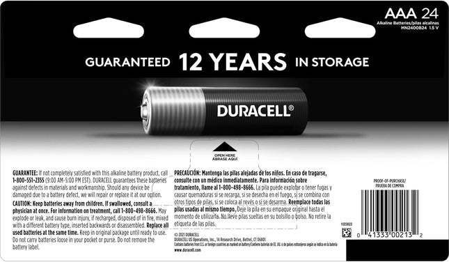 Duracell Coppertop AAA Batteries with Power Boost Ingredients, 24 Count Pack Tri