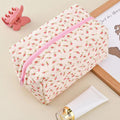 Floral Makeup Bag,Floral Quilted Makeup Bag,Large Cosmetic Bag,Fashionable Travel Makeup Pouch, Cute Pink Makeup Bag,Puffy Coquette Makeup Bag,