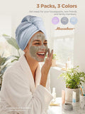 Hicober Microfiber Hair Towel Wrap for Women, Purple Blue Grey, 3-Pack Blue,grey,purple Large