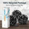 Amazerbath Loofah Sponge, Shower Loofah for Men and Women - Body Scrubber Loofa Set of 3 Classic Black & White Edge, Bath Sponge 60G/Pcs