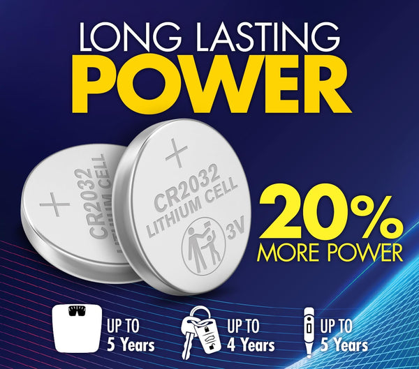 Powermax 24-Count CR2032 Batteries, Lithium 3V Coin Cell Button Battery Pack for Watch and Small Electronics, 5 Year Shelf Life