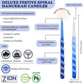 Zion Judaica Ltd Set of 45 Dripless Hanukkah Candles Spiral Candle Includes a DIY Dreidel, Prayer Card, Standard Size Menorah Candles for Eight