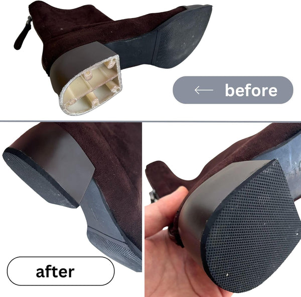 Shoe Heel Repair Rubber Pads Extra Large, 4mm (5/32 Inch) Thick, Anti-Slip Boot Heel Replacements for Men’s & Women’s Shoes – 2 Pairs