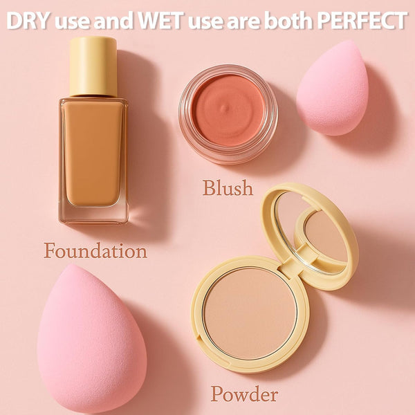 Makeup Sponge Set Foonbe Blender Sponges 7 Pcs for Liquid, Cream, and Powder, Latex Free, Multi Colored Beauty Sponges with 1 Mini Sponge, Vegan &
