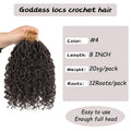 Vemet Goddess Locs Crochet Hair,8 Inch 9 Packs Faux Locs Synthetic Crochet Hair, Boho Style Pre looped crochet with Curly Ends 8 Inch(Pack of 9) #4