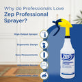 Zep Professional Sprayer Bottle - 32 Oz (Case of 9) - HDPRO9 - Versatile Adjustable Nozzle Spray Bottles with a Fine Mist or Powerful Spray;
