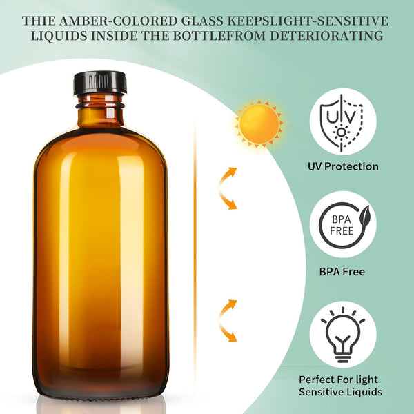 GIVAMEIHF 8oz Amber Glass Spray Bottles,3 Pack Glass Spray Bottles Refillable Empty Bottle with Adjustable Nozzle,Spray Bottle for Essential