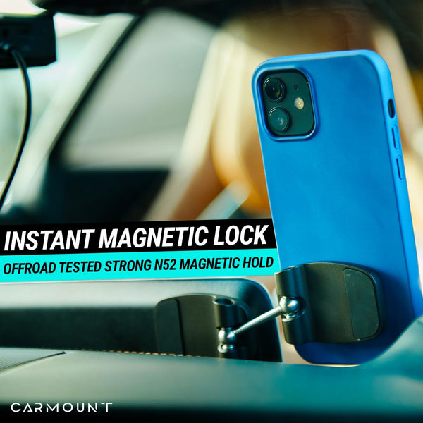 CARMOUNT F2 Adjustable Car Mount | 2.0 Magnetic Phone Mount, Dashboard Phone Holder for Car, 6X N52 Magnets, 360° Rotation & Tilt, Universal Dash