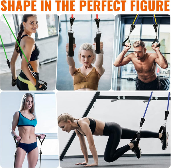 Aihoye Resistance Bands for Working Out, Exercise Bands with Handles, Stretch Bands for Exercise, Workout Bands with Door Anchors for Physical