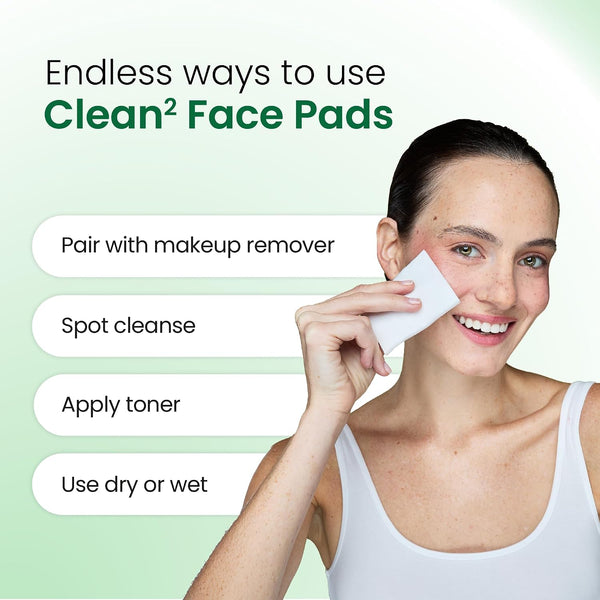 Clean Skin Club Clean² Sensitive Skin Face Pads – Ultra-Soft 100% Organic Cotton, Fragrance-Free & Lint-Free Makeup Remover & Toner, Dermatologist