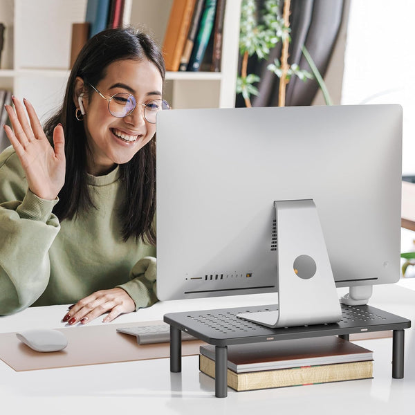 WALI Computer Monitor Stand for Desk, Adjustable Laptop Riser, up to 44 lbs Metal Black 14 in 1