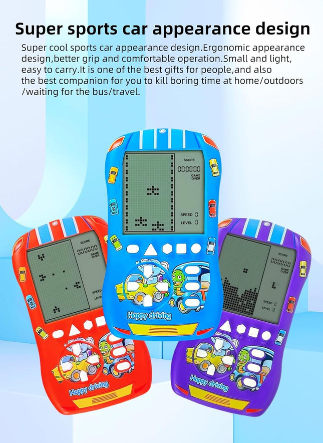 Sports Car Appearance Block Game Console Big Screen Built-In 23 Brick Games 824 Modes Adjustable Speed/Difficulty 70S/80