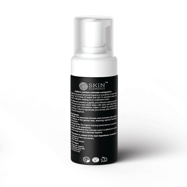 Skin Elements Intimate Wash for Men | Ph Balanced Foaming Wash with Tea Tree Oil & Aloe Vera | Soothes, Refreshes & Maintains Hygiene | 4.05 Fl. Oz. |