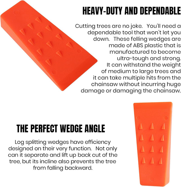 AR-PRO 6 Pack Tree Felling Wedges with Spikes for Safe Tree Cutting – 5.5” Wedges with Storage Bag; 6 Felling Dogs to Guide Trees Stabilize and
