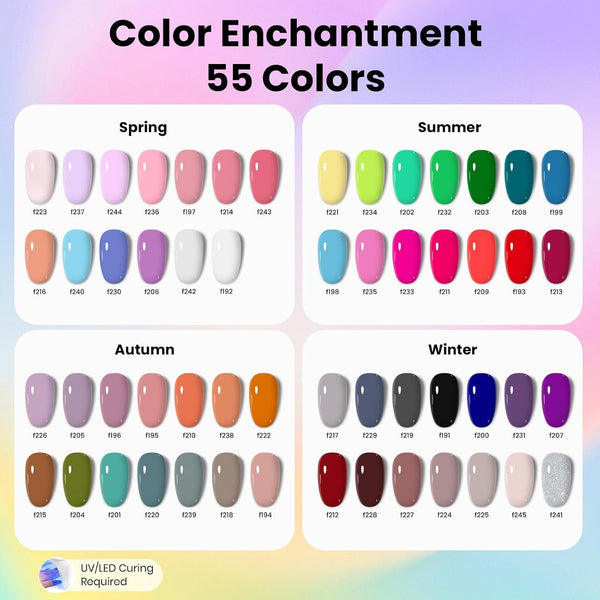 Beetles Gel Nail Polish Kit with U V Light - 80Pcs 55 Colors Gel Nail Kit | Color Enchantment with Everything Base Top Coat Beginner Starter at