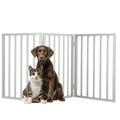 Pet Gate - 3-Panel Indoor Foldable Dog Fence for Stairs, Hallways, or Doorways - 54x24-Inch Retractable Wood Freestanding Dog Gates by PETMAKER