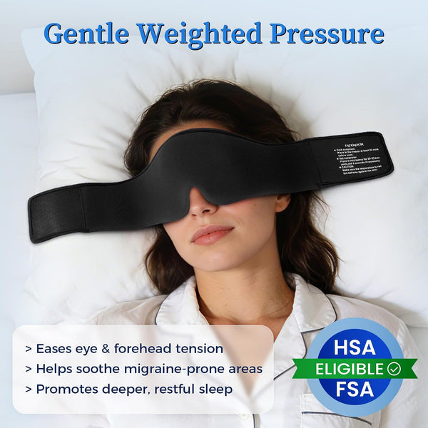 Cooling Gel Eye Mask Sleep: FSA -HSA Eligible, Cold Compress for Puffy Eyes & Migraine Relief - Reusable Gel Weighted Sleeping Mask for Dark
