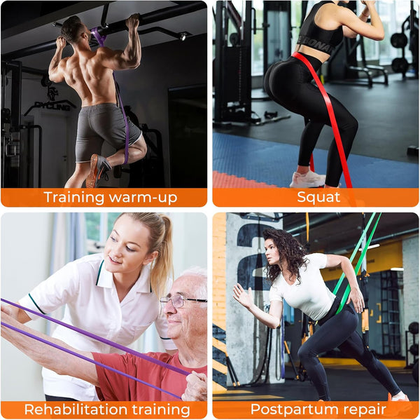 Resistance Bands Set, Exercise Workout Pull up Assistance Bands with 6 Resistance Levels, Muscle Training Straps for Fitness, Working Out, Body