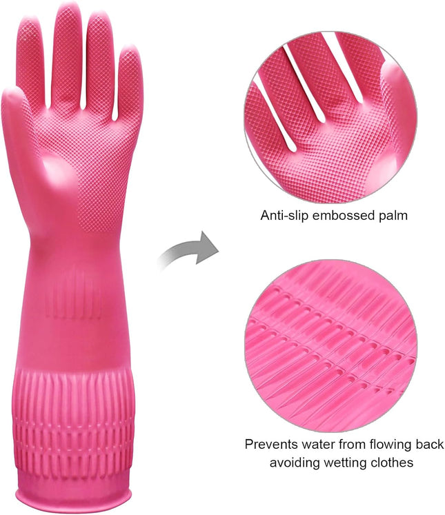 Bamllum 3 Pairs of Rubber Dishwashing Gloves for Kitchen and Household Cleaning 